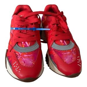Versace Tropical Jungle Print Squalo Chunky Soles Sneakers Red‎ 38-M5 /W7.5 8